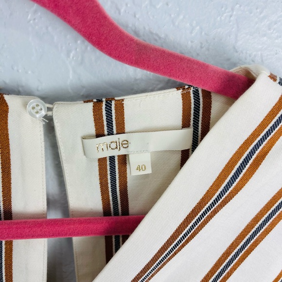 Maje Rayure Leni Striped Peplum Smocked Romper - Picture 3 of 9